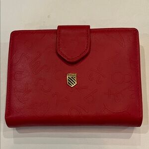 vintage Carven Paris Red Embossed Leather  Wallet NWOT